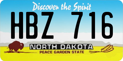 ND license plate HBZ716