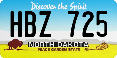 ND license plate HBZ725