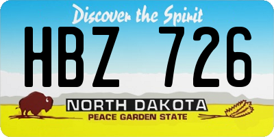 ND license plate HBZ726