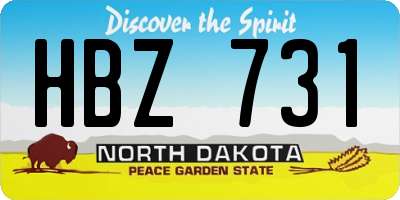 ND license plate HBZ731