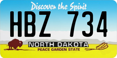 ND license plate HBZ734