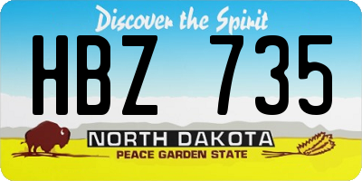 ND license plate HBZ735