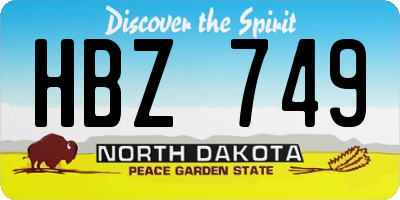 ND license plate HBZ749