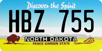 ND license plate HBZ755