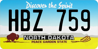 ND license plate HBZ759