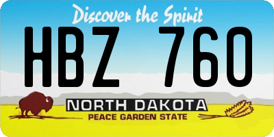 ND license plate HBZ760