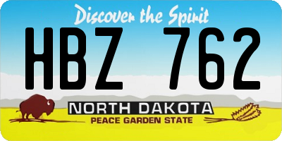 ND license plate HBZ762