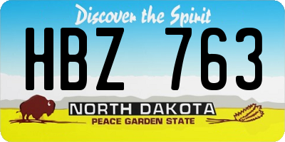 ND license plate HBZ763