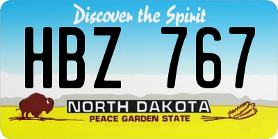 ND license plate HBZ767