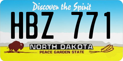 ND license plate HBZ771