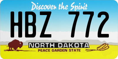 ND license plate HBZ772