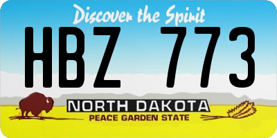 ND license plate HBZ773