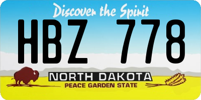 ND license plate HBZ778