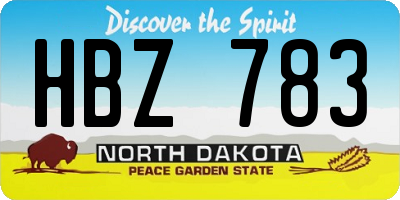 ND license plate HBZ783