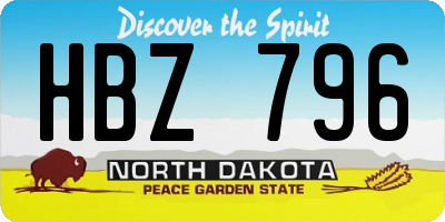 ND license plate HBZ796