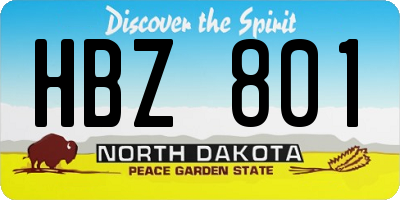 ND license plate HBZ801