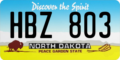 ND license plate HBZ803
