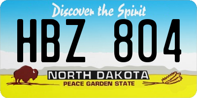 ND license plate HBZ804