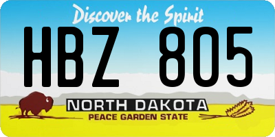 ND license plate HBZ805