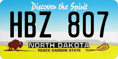 ND license plate HBZ807