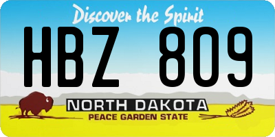 ND license plate HBZ809