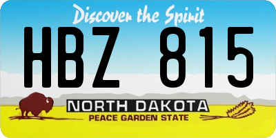 ND license plate HBZ815