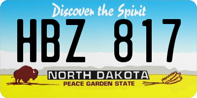 ND license plate HBZ817
