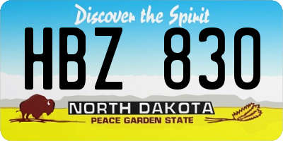 ND license plate HBZ830