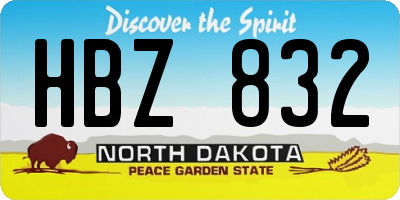 ND license plate HBZ832