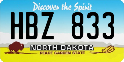 ND license plate HBZ833