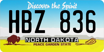 ND license plate HBZ836