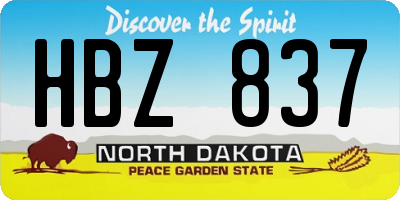 ND license plate HBZ837