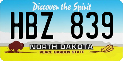 ND license plate HBZ839