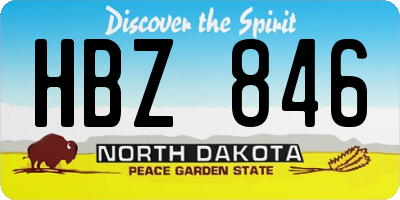 ND license plate HBZ846