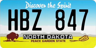 ND license plate HBZ847