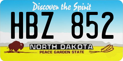 ND license plate HBZ852