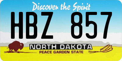 ND license plate HBZ857