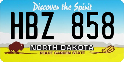 ND license plate HBZ858
