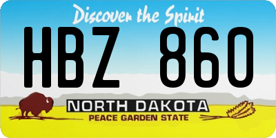 ND license plate HBZ860