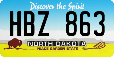 ND license plate HBZ863