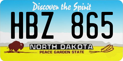 ND license plate HBZ865