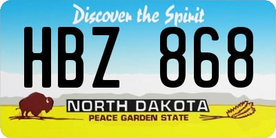 ND license plate HBZ868