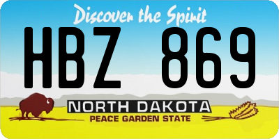 ND license plate HBZ869