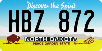 ND license plate HBZ872