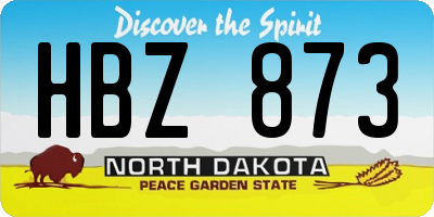 ND license plate HBZ873