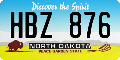 ND license plate HBZ876