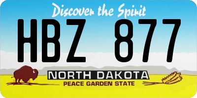 ND license plate HBZ877