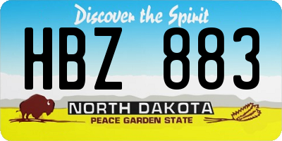 ND license plate HBZ883