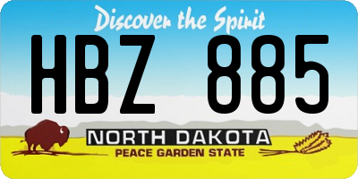 ND license plate HBZ885