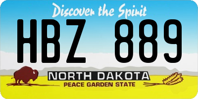 ND license plate HBZ889